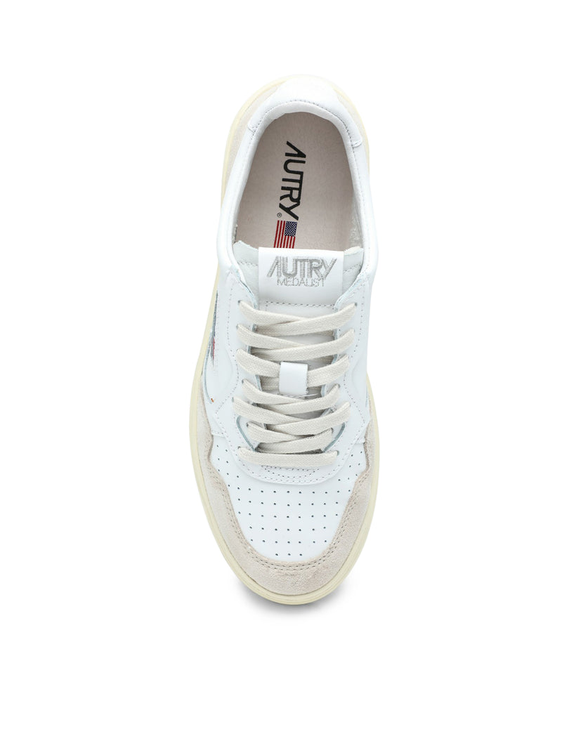 SNEAKERS MEDALIST LOW IN PELLE BIANCA E SUEDE BEIGE