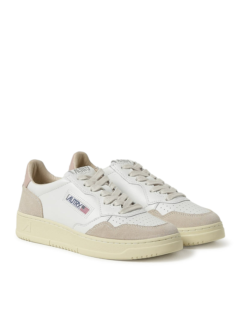 SNEAKERS MEDALIST LOW IN PELLE BIANCA E POWDER E SUEDE BEIGE