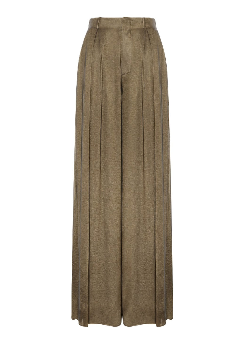 PANTALONI GREER IN LAMÉ CON PIEGHE