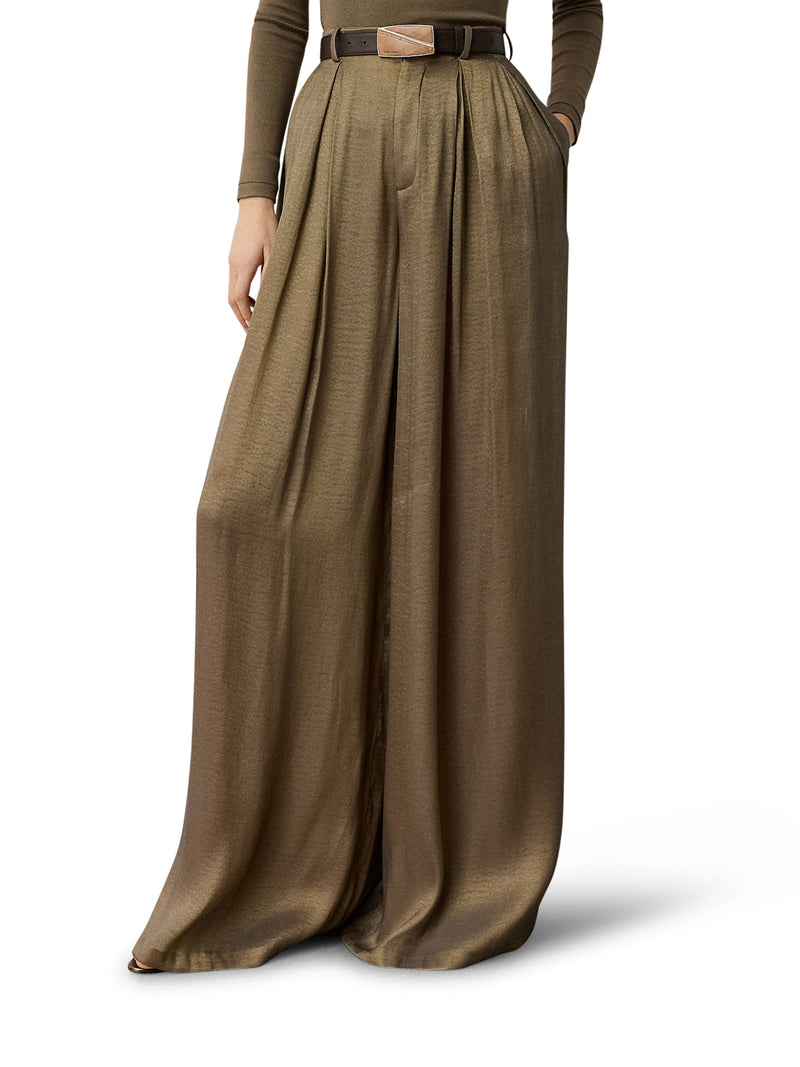 PANTALONI GREER IN LAMÉ CON PIEGHE