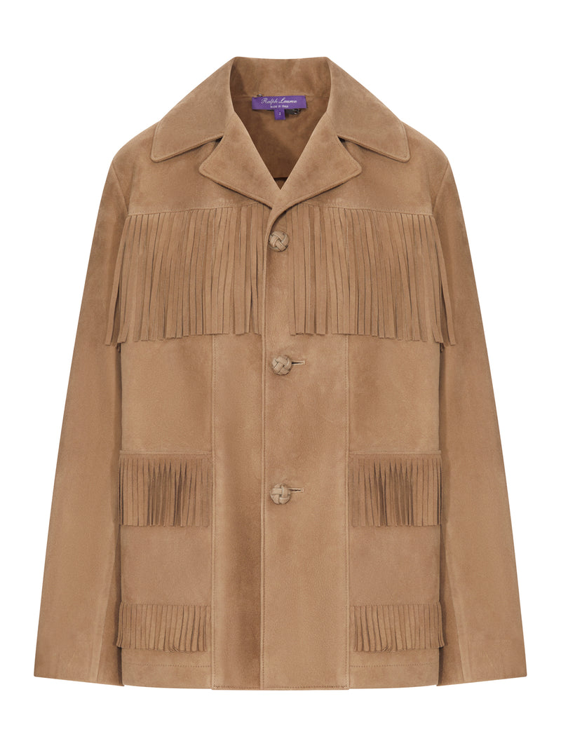 GIACCA WESTERN IN PELLE SCAMOSCIATA CON FRANGE