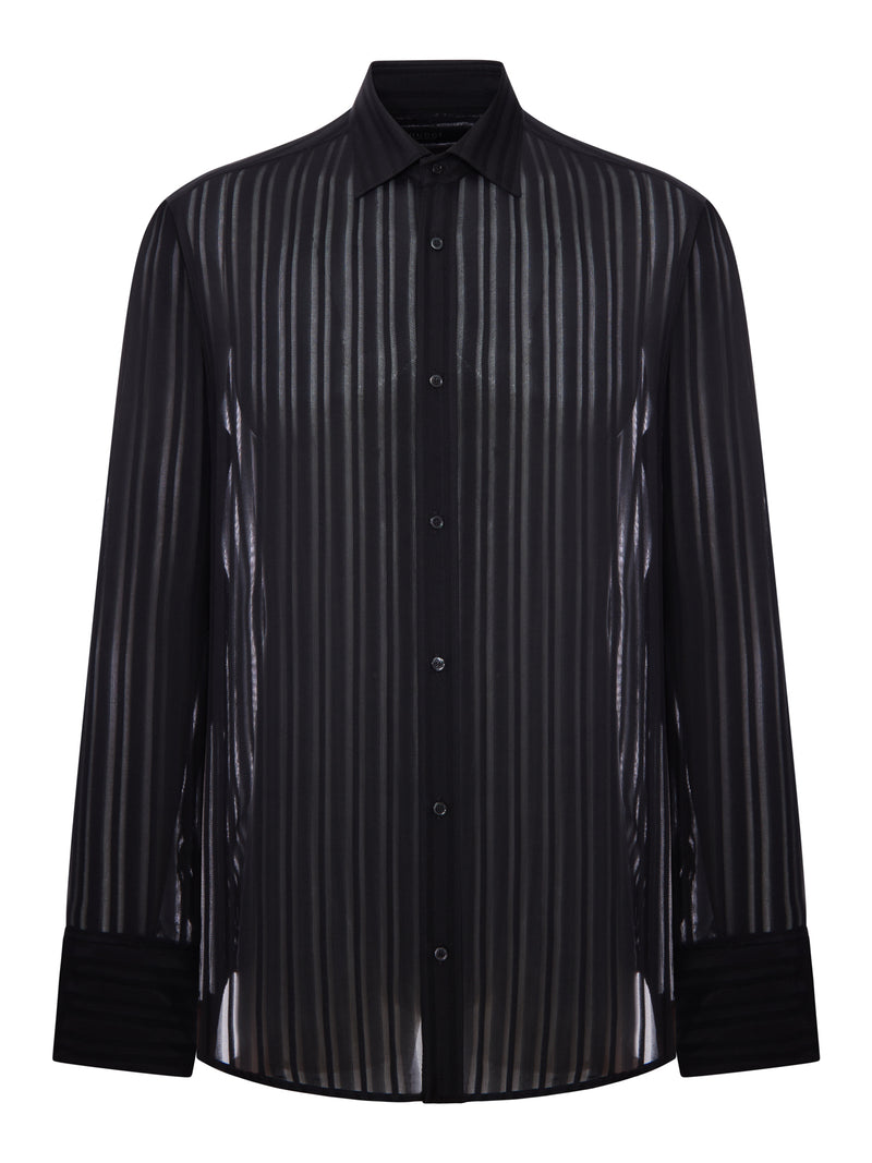 CAMICIA A RIGHE IN GARZA DI SETA