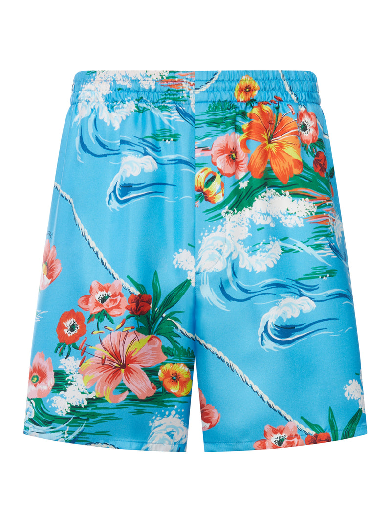 SHORTS IN TWILL DI SETA STAMPATI