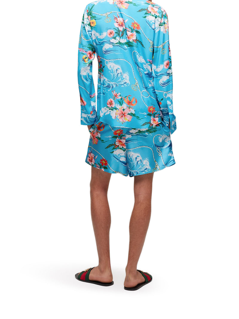 SHORTS IN TWILL DI SETA STAMPATI