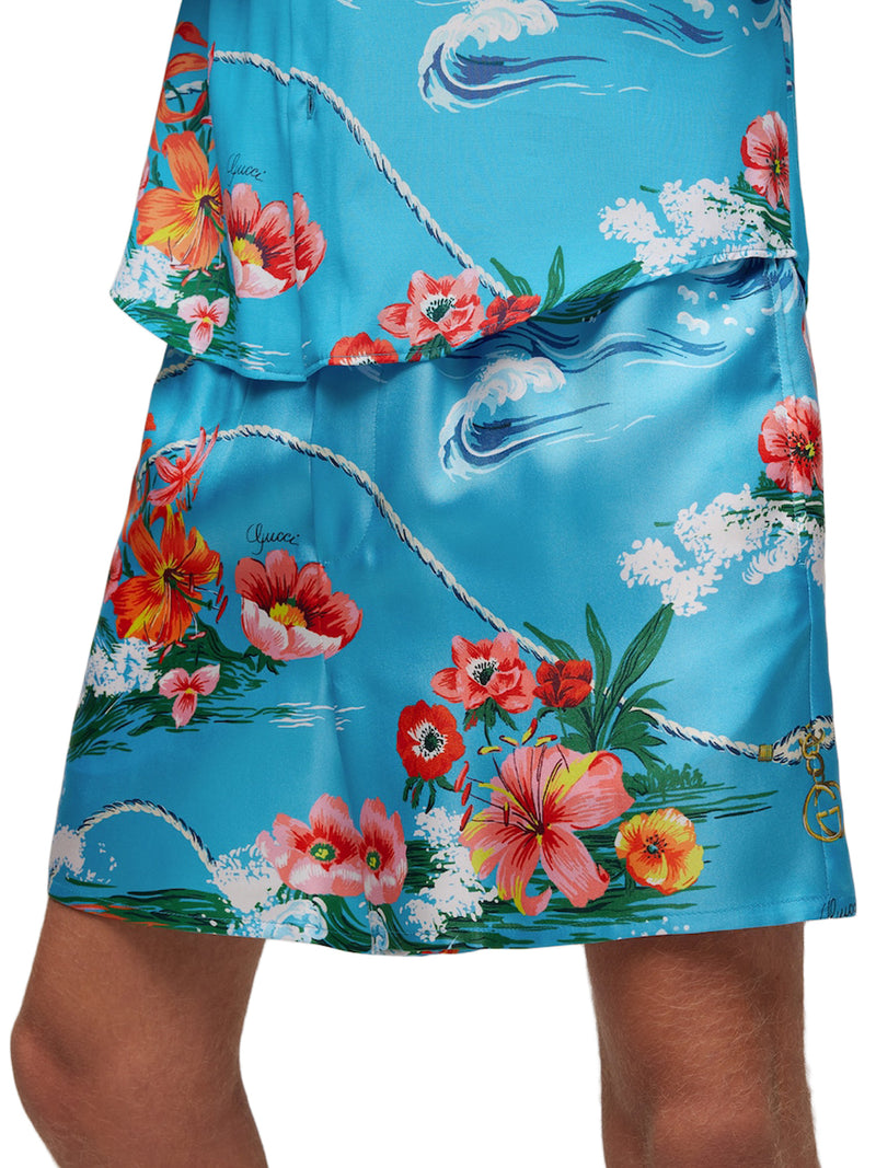 SHORTS IN TWILL DI SETA STAMPATI
