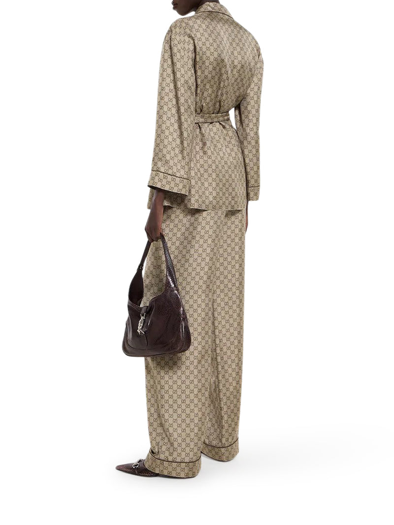 PANTALONI IN TWILL DI SETA STAMPATO