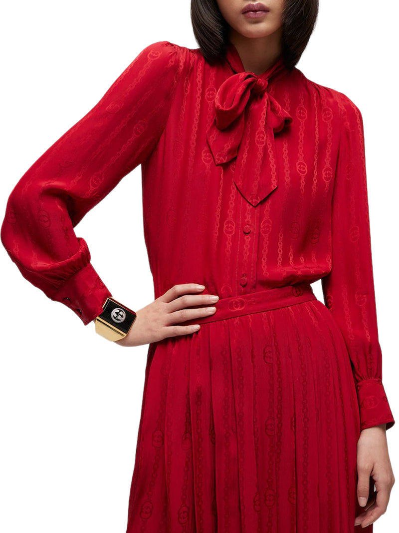 CAMICIA IN SETA JACQUARD CON CATENA INCROCIO GG