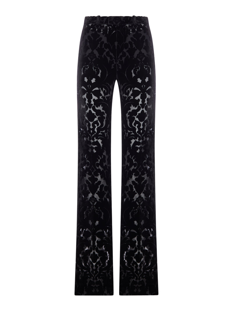 PANTALONE IN VELOUR DEVÓRÈ CON STAMPA FLOREALE