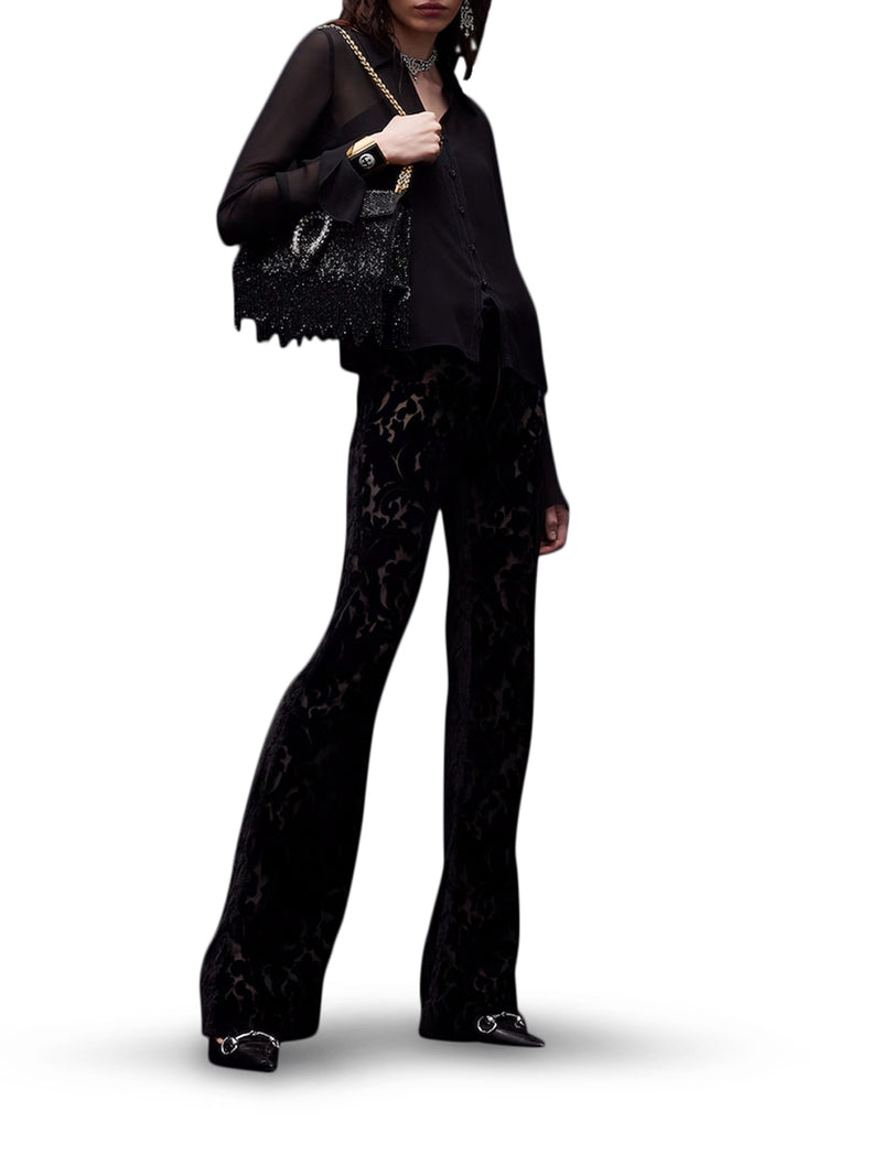 PANTALONE IN VELOUR DEVÓRÈ CON STAMPA FLOREALE