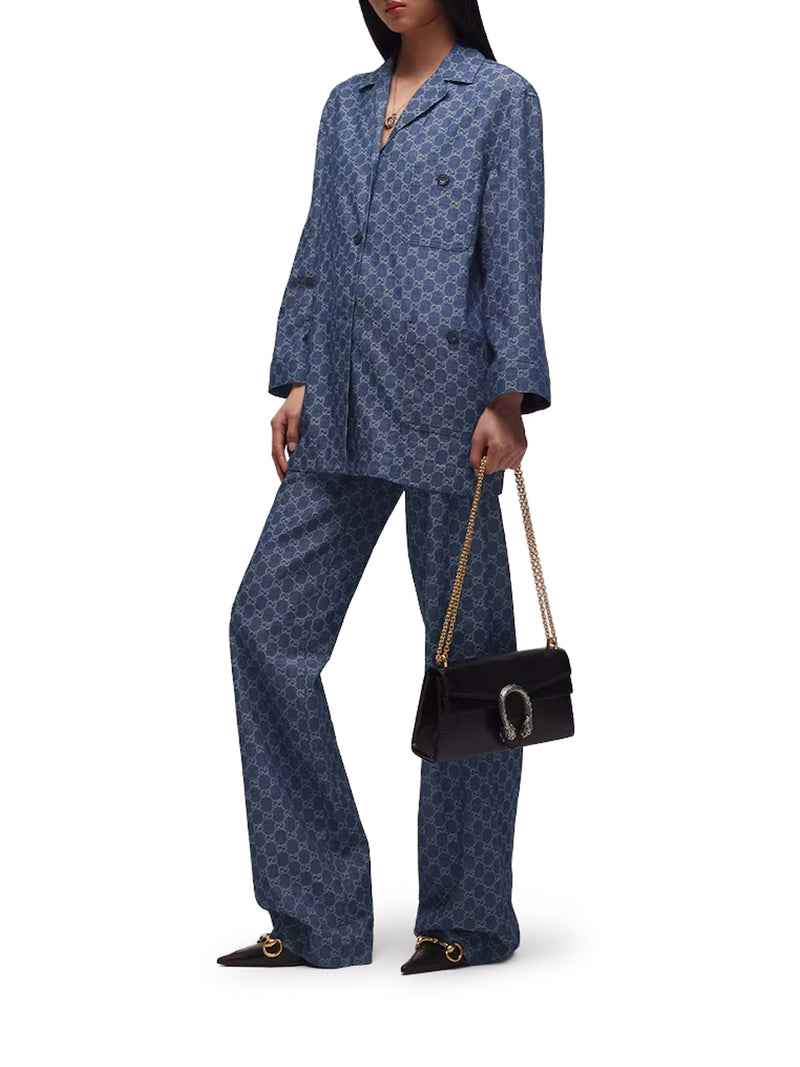 PANTALONE IN DENIM DI COTONE GG JACQUARD