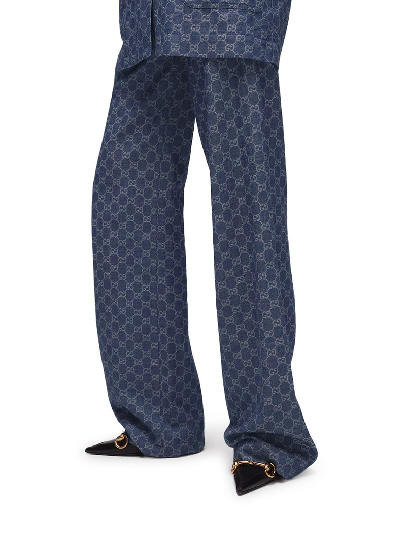 PANTALONE IN DENIM DI COTONE GG JACQUARD