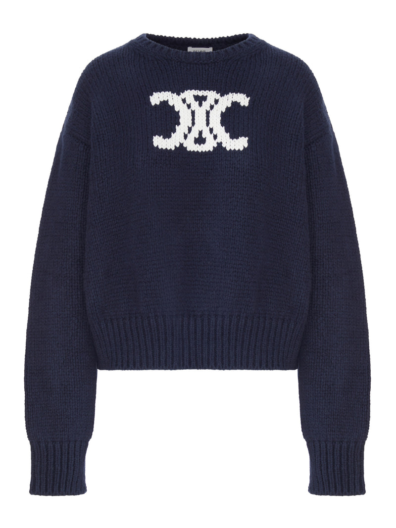 MAGLIONE IN MAGLIA GROSSA CON LOGO INTARSIO