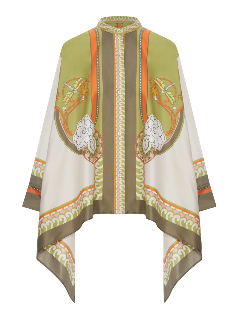 CAMICIA FOULARD IN SETA CON STAMPA PIAZZATA