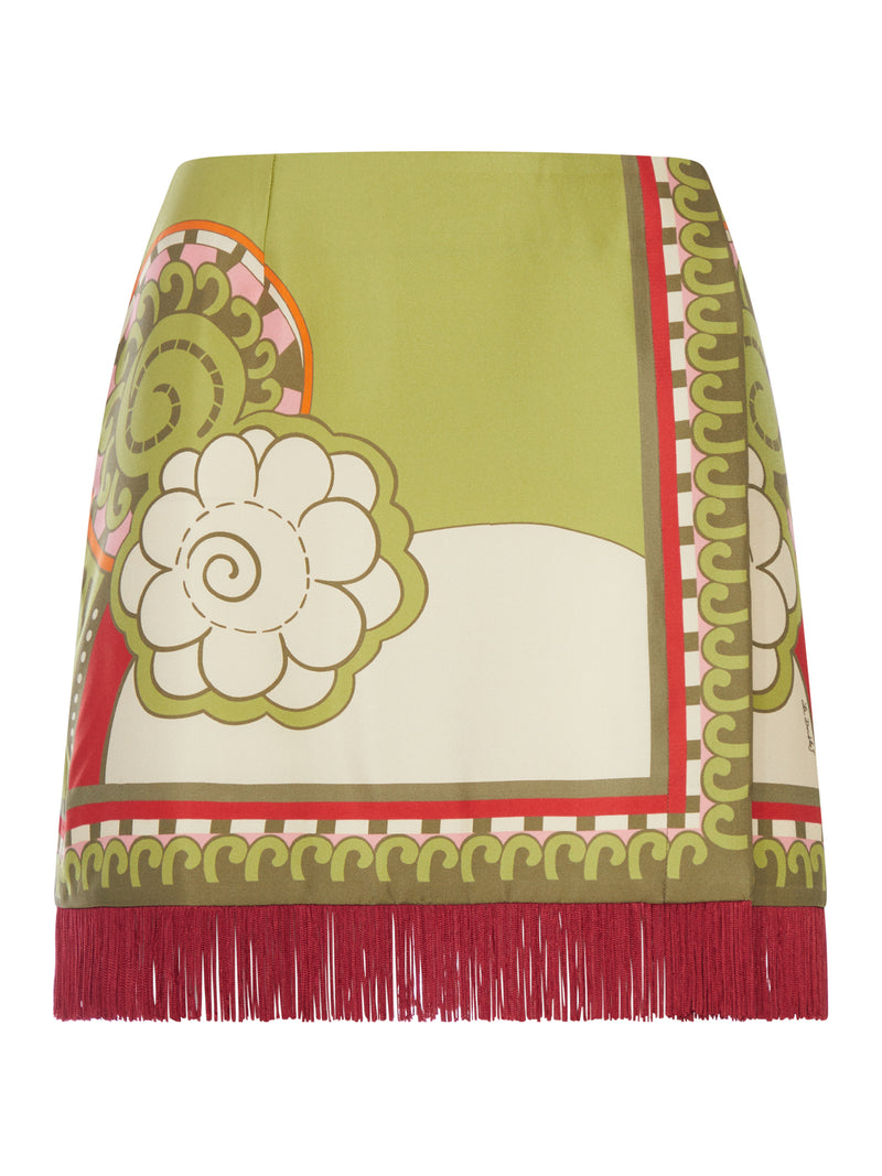 MINI GONNA FOULARD CON FRANGE