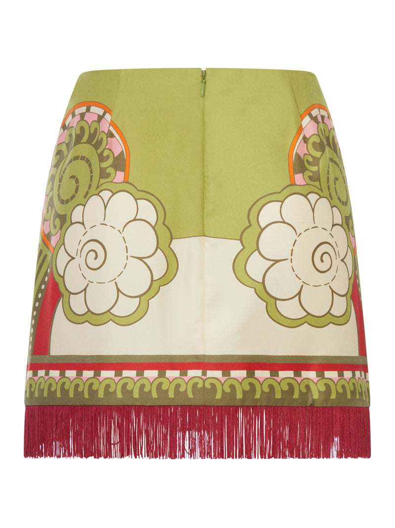 MINI GONNA FOULARD CON FRANGE