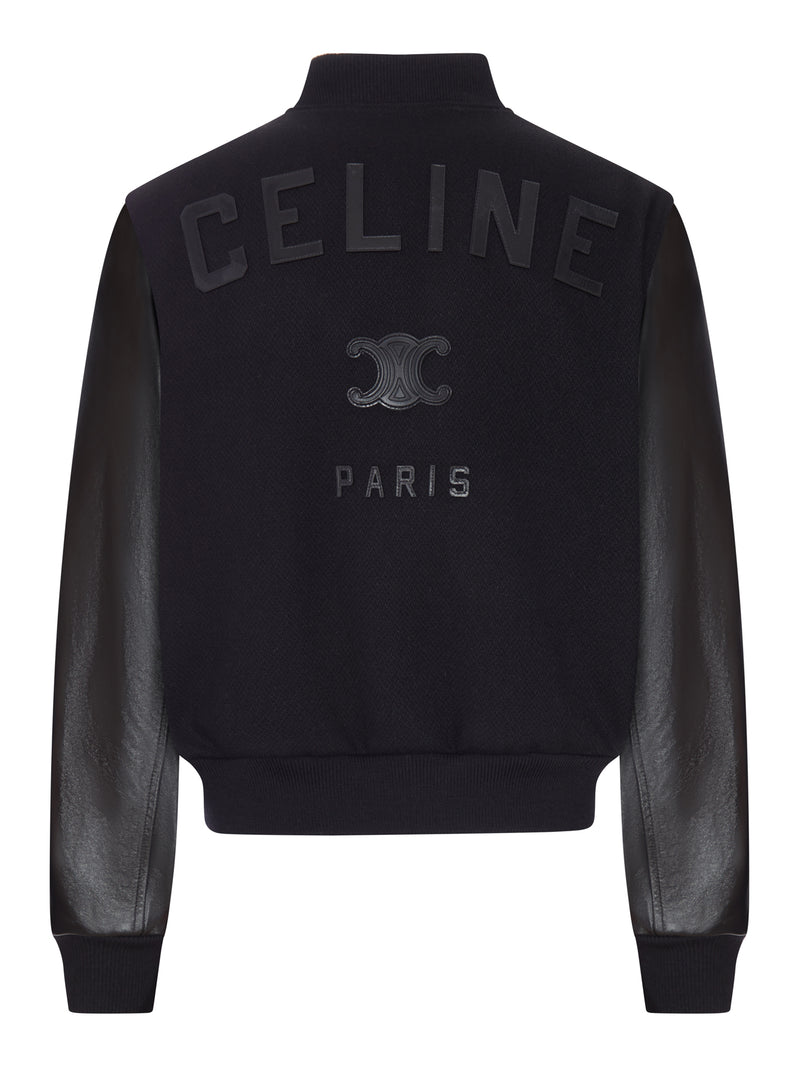 BOMBER VARSITY IN PANNO CON MANICHE IN PELLE