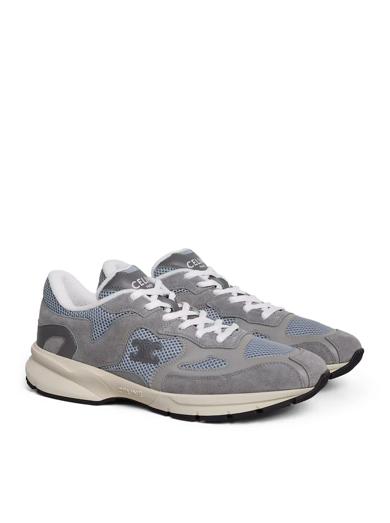 SNEAKER RUNNER IN PELLE DI VITELLO, PELLE DI VITELLO SCAMOSCIATA E RETE