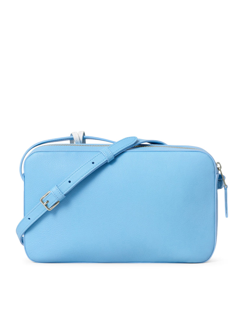 BORSA MESSENGER CON CHARM IN PELLE DI VITELLO LISCIA E AGNELLO