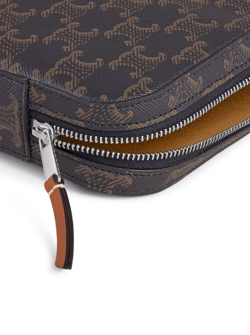 POCHETTE CON TRACOLLA IN TELA TRIOMPHE E PELLE DI VITELLO
