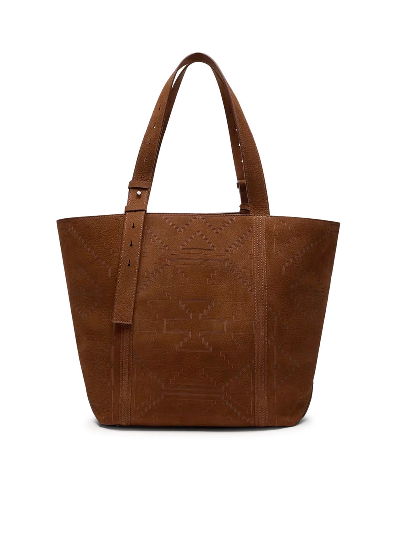BORSA EAST WEST IN NABUK MARRONE CON TRAMA