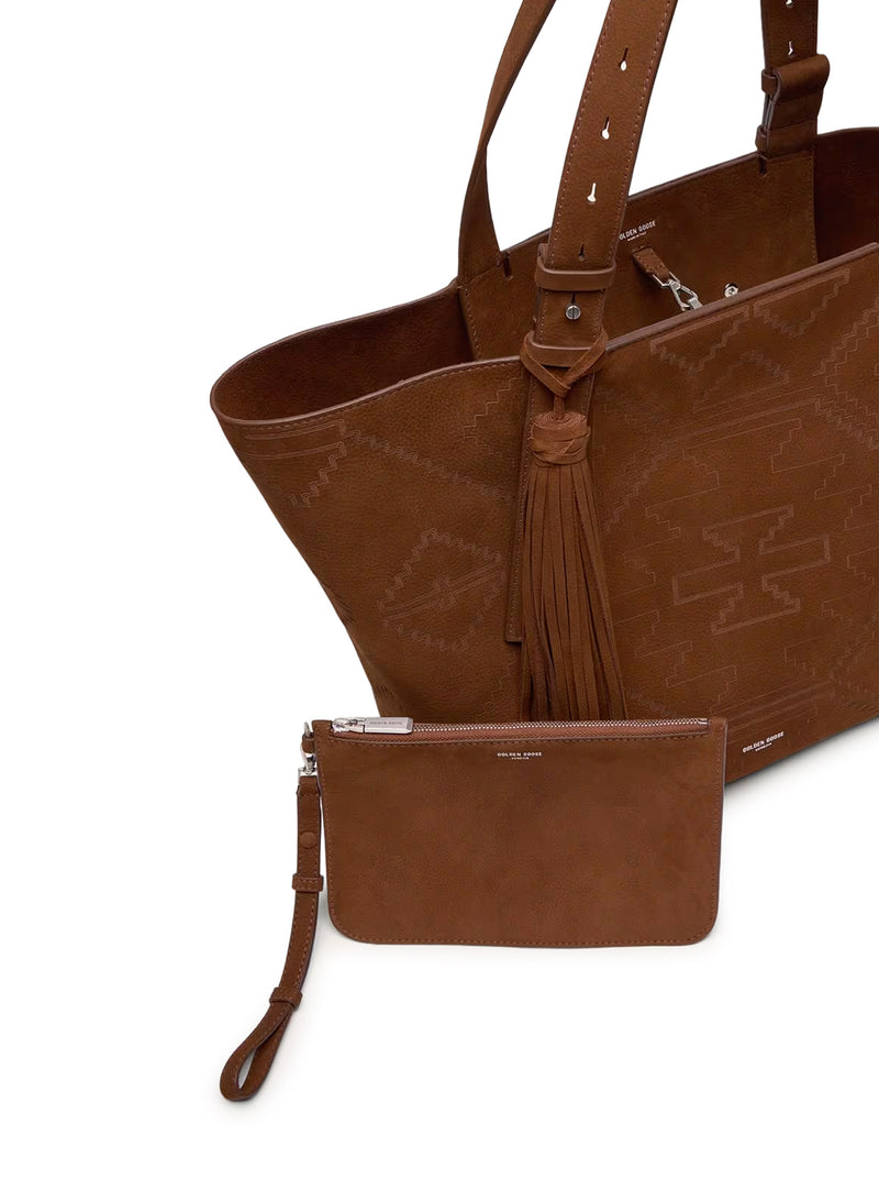 BORSA EAST WEST IN NABUK MARRONE CON TRAMA