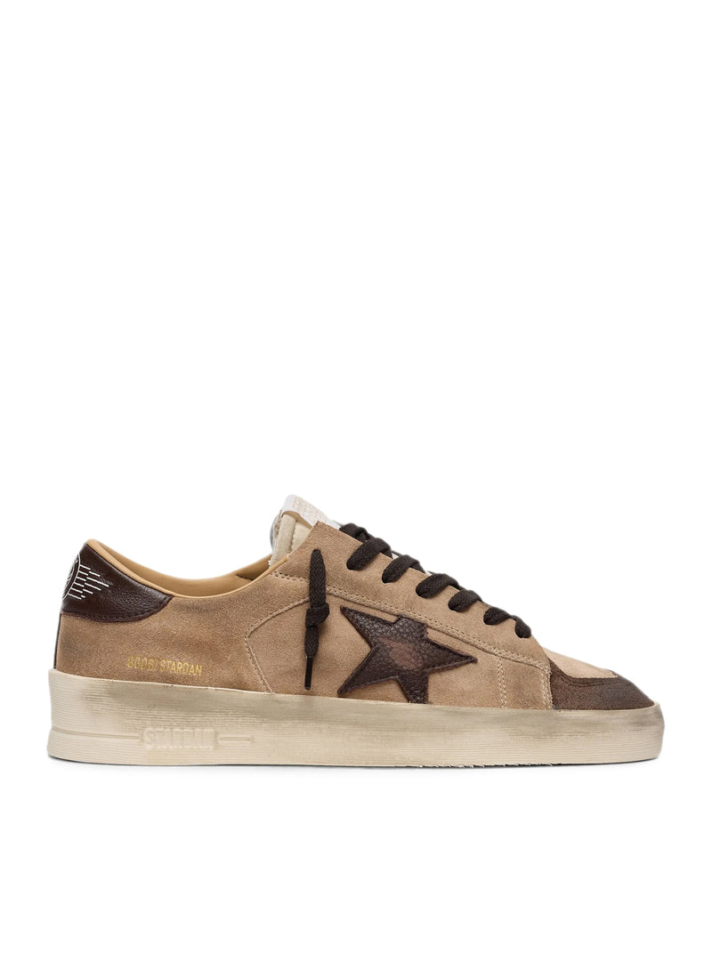 STARDAN UOMO IN SUEDE BEIGE CON STELLA E INSERTI COLOR MARRONE