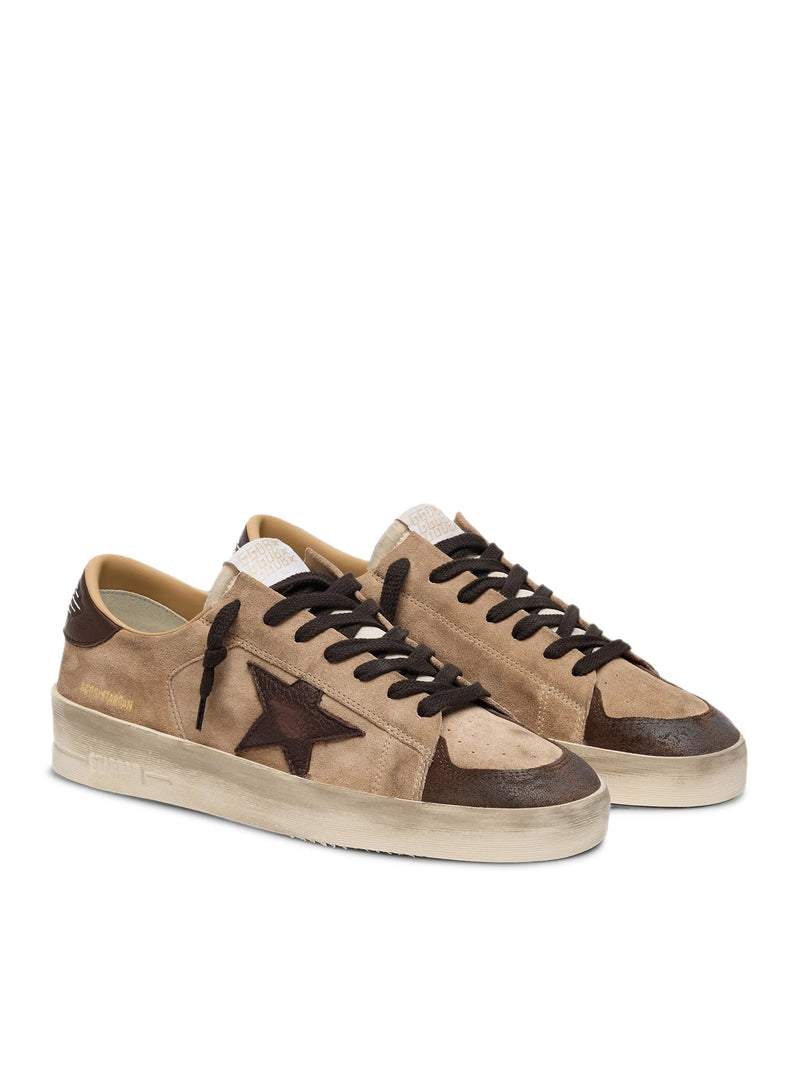 STARDAN UOMO IN SUEDE BEIGE CON STELLA E INSERTI COLOR MARRONE