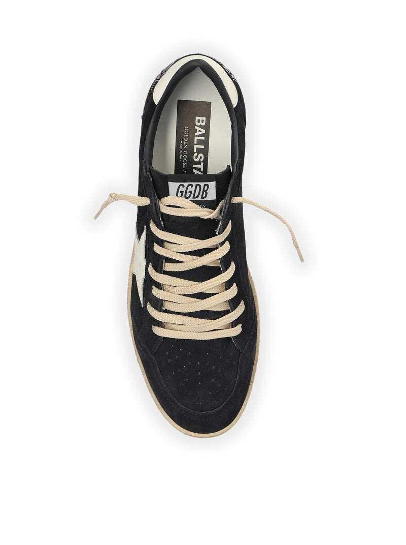 BALL-STAR IN SUEDE BLU SCURO CON STELLA IN PELLE BIANCA