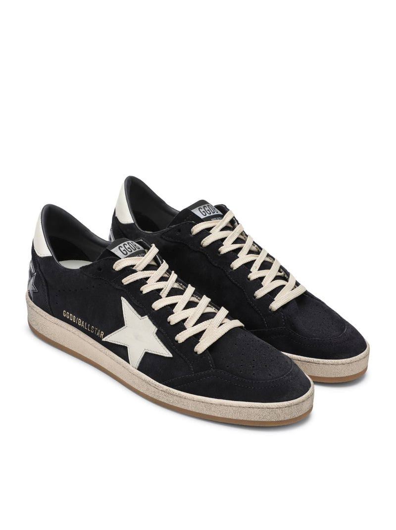 BALL-STAR IN SUEDE BLU SCURO CON STELLA IN PELLE BIANCA
