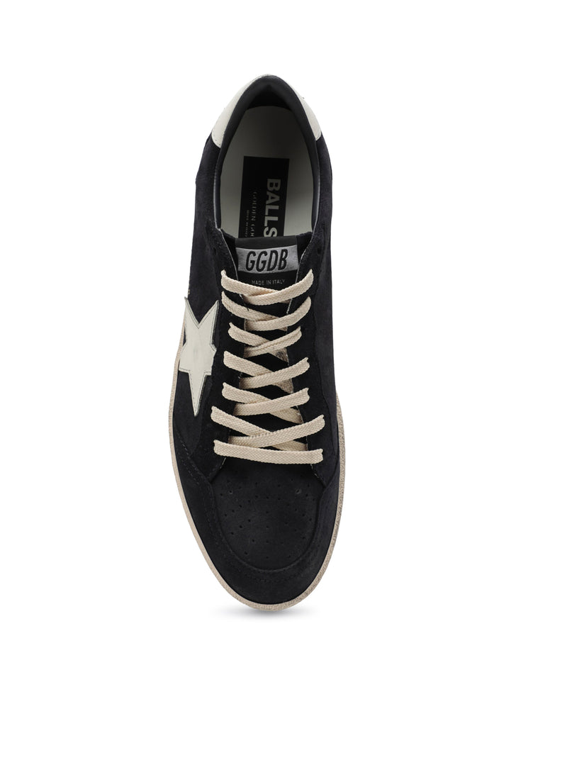 BALL-STAR IN SUEDE BLU SCURO CON STELLA IN PELLE BIANCA