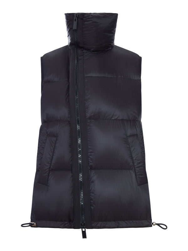 GILET IN NYLON CON COLLO ALTO E COULISSE