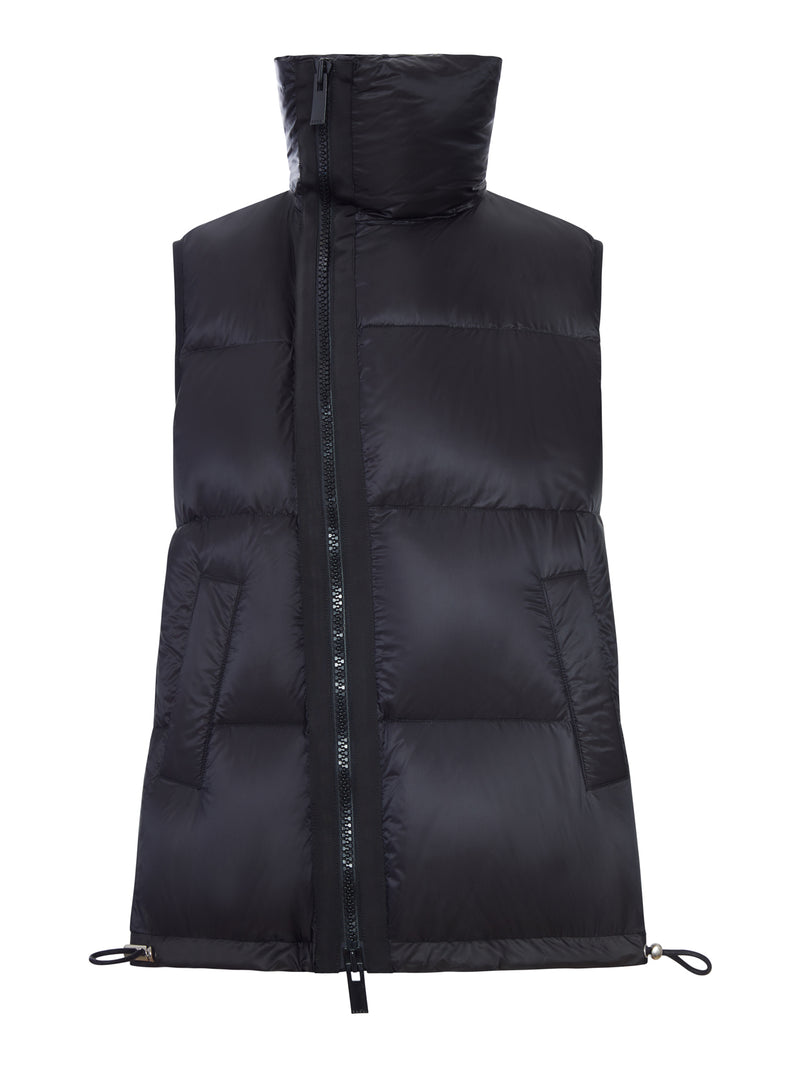 GILET IN NYLON CON COLLO ALTO E COULISSE