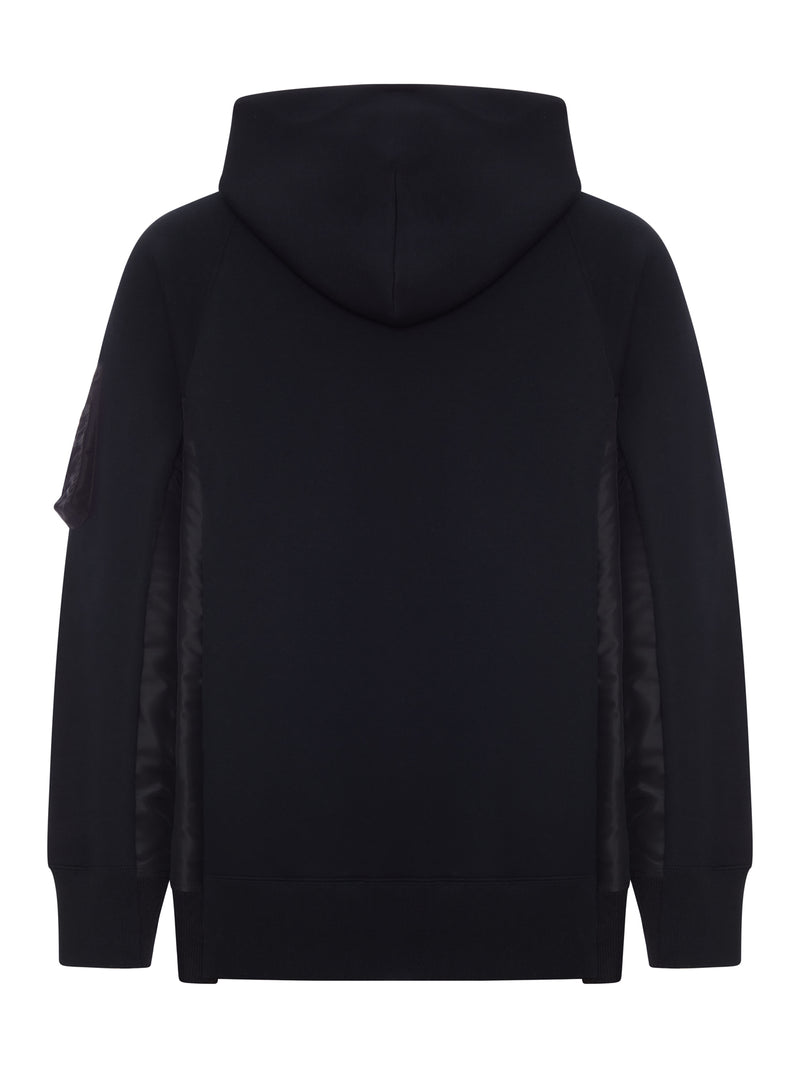 FELPA ZIP CON CAPPUCCIO IN COTONE E NYLON