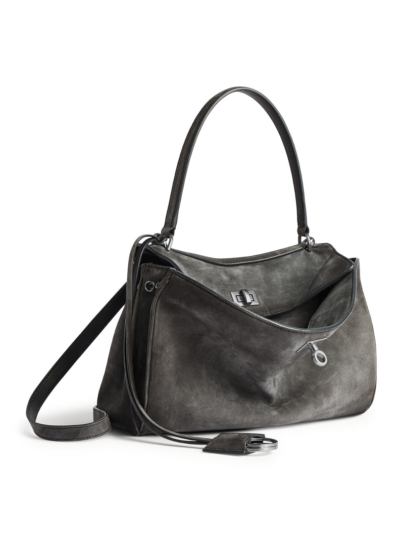BORSA RODEO PICCOLA IN PELLE DI VITELLO SCAMOSCIATA CERATA E PELLE DI VITELLO LISCIA