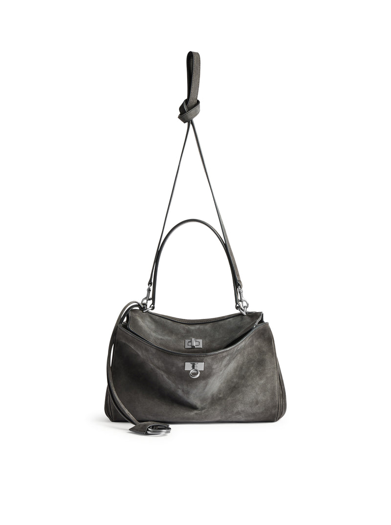 BORSA RODEO PICCOLA IN PELLE DI VITELLO SCAMOSCIATA CERATA E PELLE DI VITELLO LISCIA