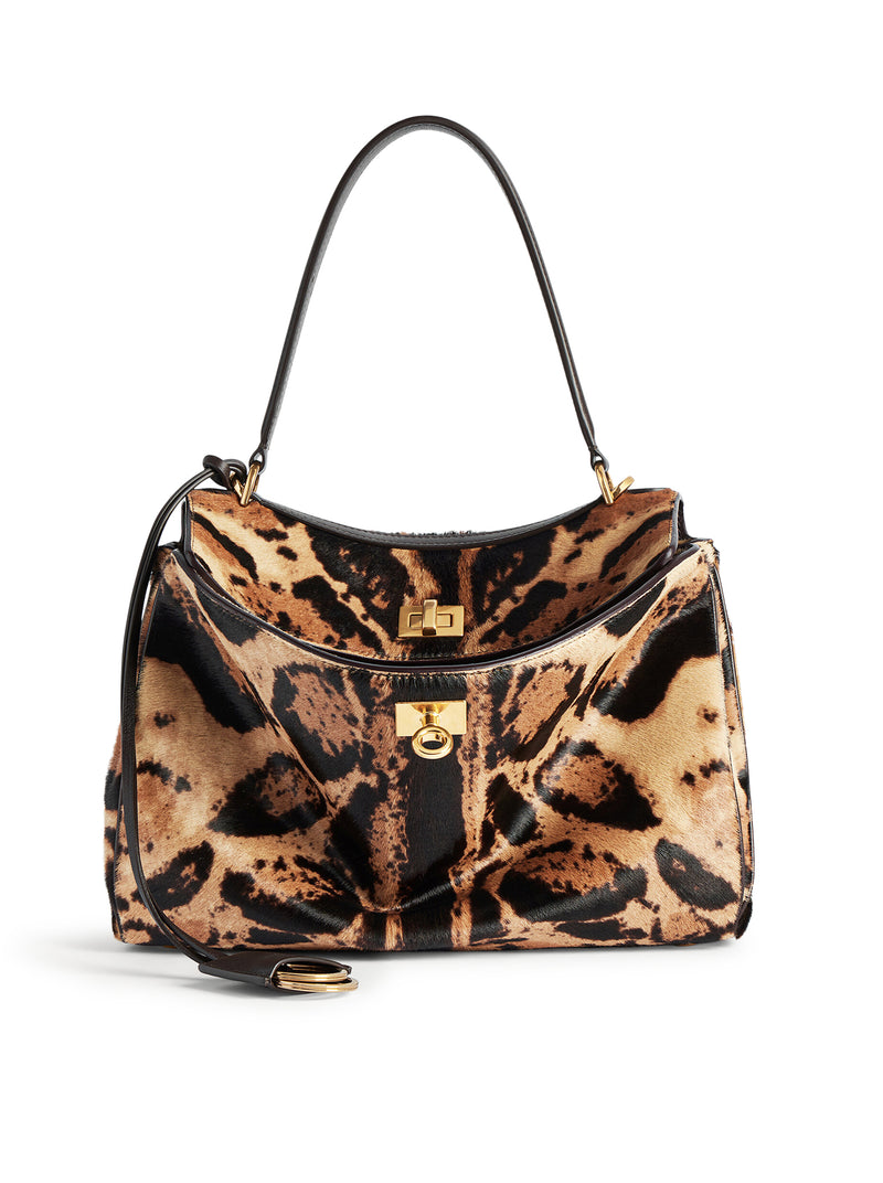 BORSA A MANO RODEO PICCOLA IN PELLE CON STAMPA LEOPARDATA