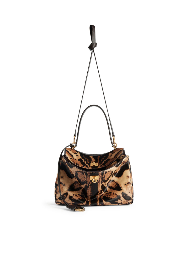 BORSA A MANO RODEO PICCOLA IN PELLE CON STAMPA LEOPARDATA