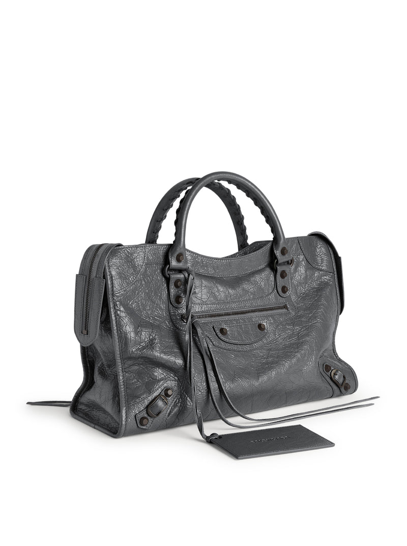BORSA LE CITY MEDIA IN PELLE DI AGNELLO ARENA IN PIETRA VULCANICA CON FINITURE OTTONE