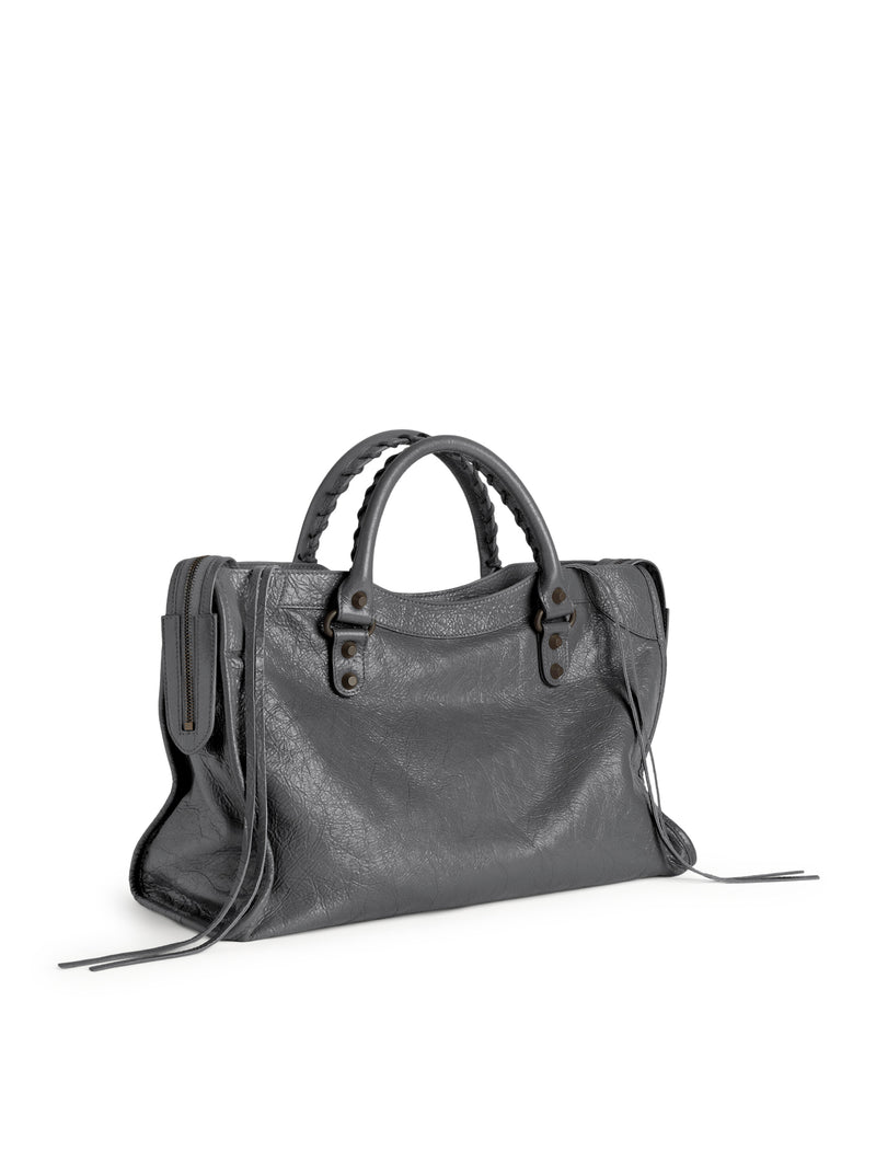 BORSA LE CITY MEDIA IN PELLE DI AGNELLO ARENA IN PIETRA VULCANICA CON FINITURE OTTONE