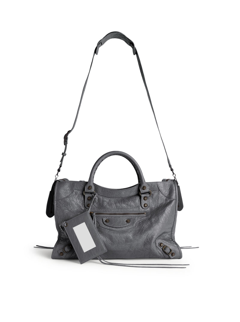 BORSA LE CITY MEDIA IN PELLE DI AGNELLO ARENA IN PIETRA VULCANICA CON FINITURE OTTONE