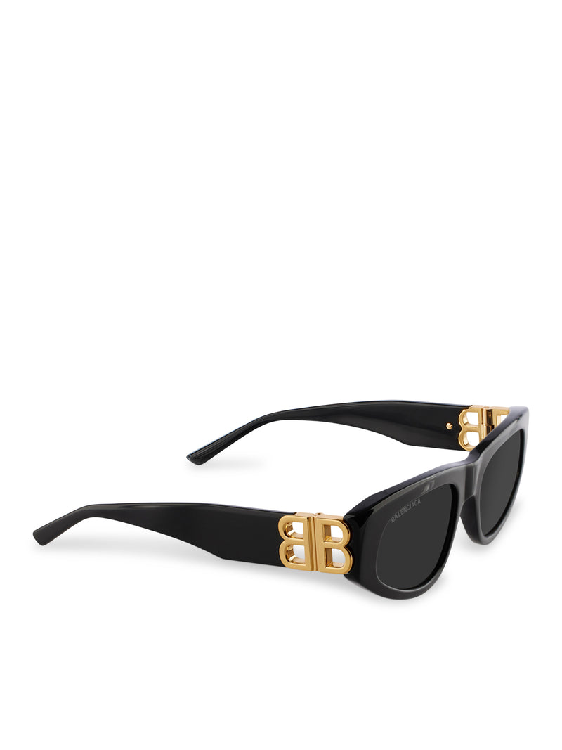 OCCHIALI DA SOLE DYNASTY D-FRAME IN ACETATO NERO E FINITURE DORATE