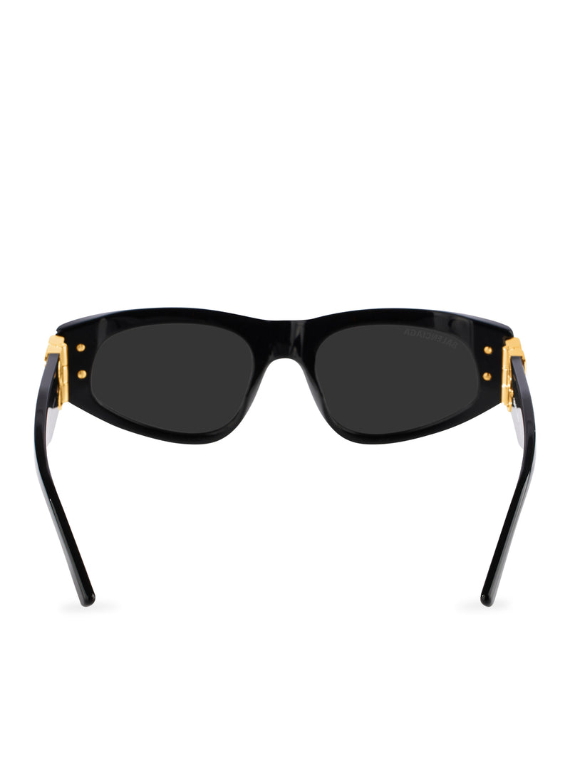 OCCHIALI DA SOLE DYNASTY D-FRAME IN ACETATO NERO E FINITURE DORATE