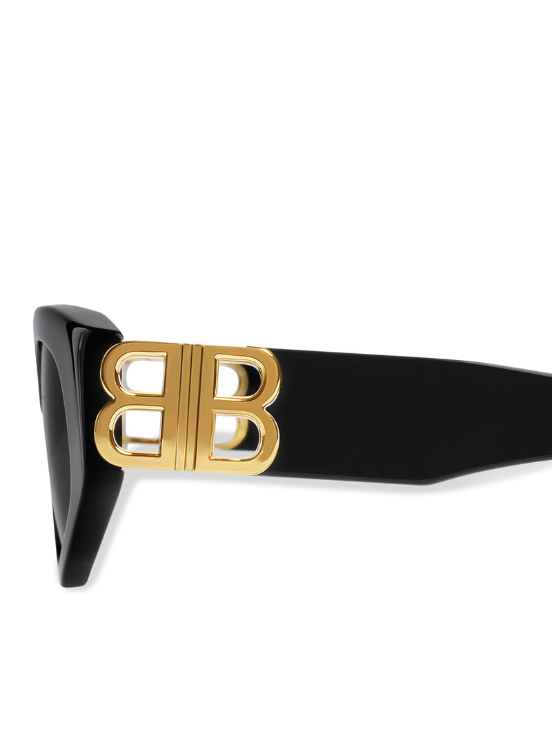 OCCHIALI DA SOLE DYNASTY D-FRAME IN ACETATO NERO E FINITURE DORATE