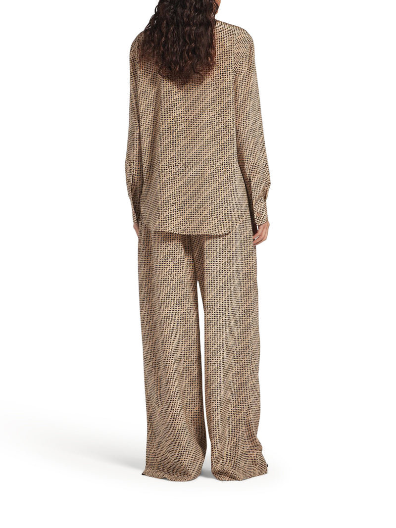 PANTALONI MONOGRAM IN CRÊPE DI SETA BEIGE E NERO