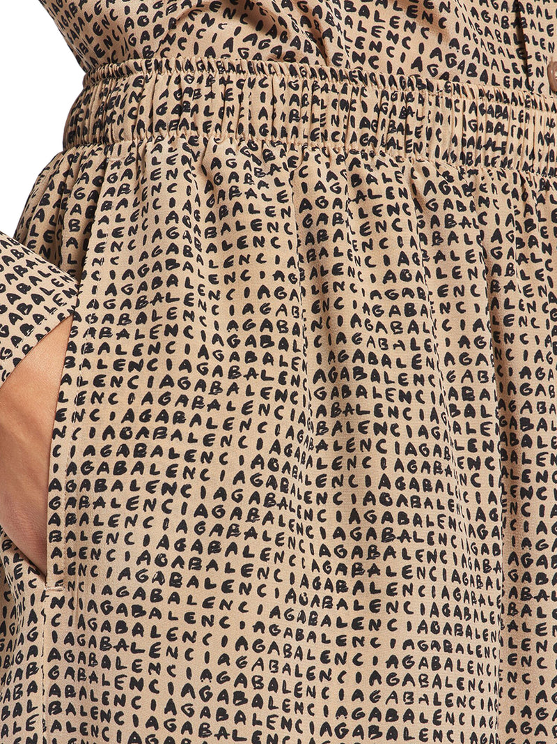 PANTALONI MONOGRAM IN CRÊPE DI SETA BEIGE E NERO