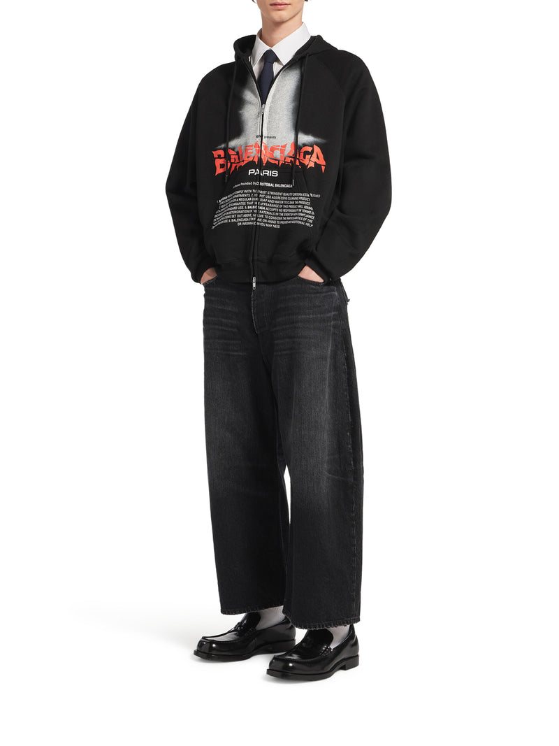 FELPA CON ZIP THE DOOR OVERSIZE IN PILE DRY NERO