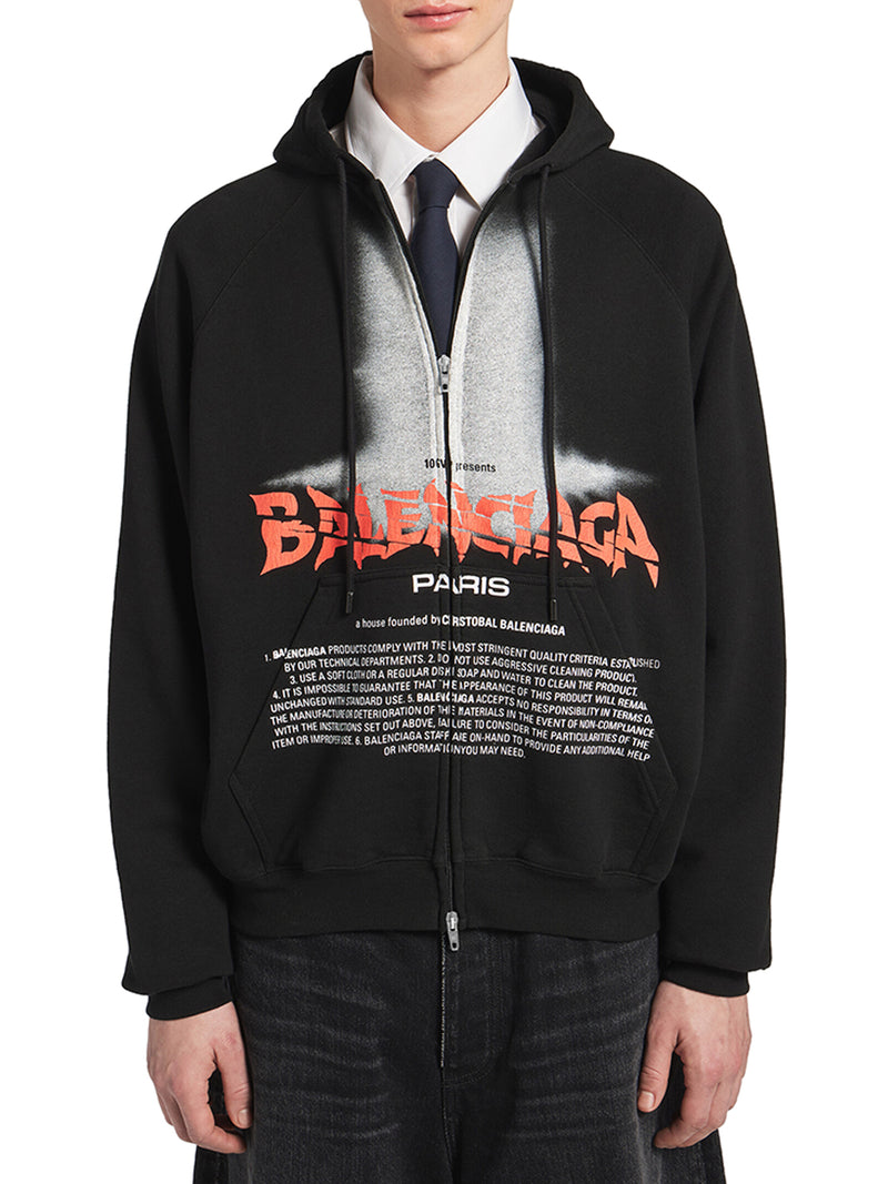 FELPA CON ZIP THE DOOR OVERSIZE IN PILE DRY NERO