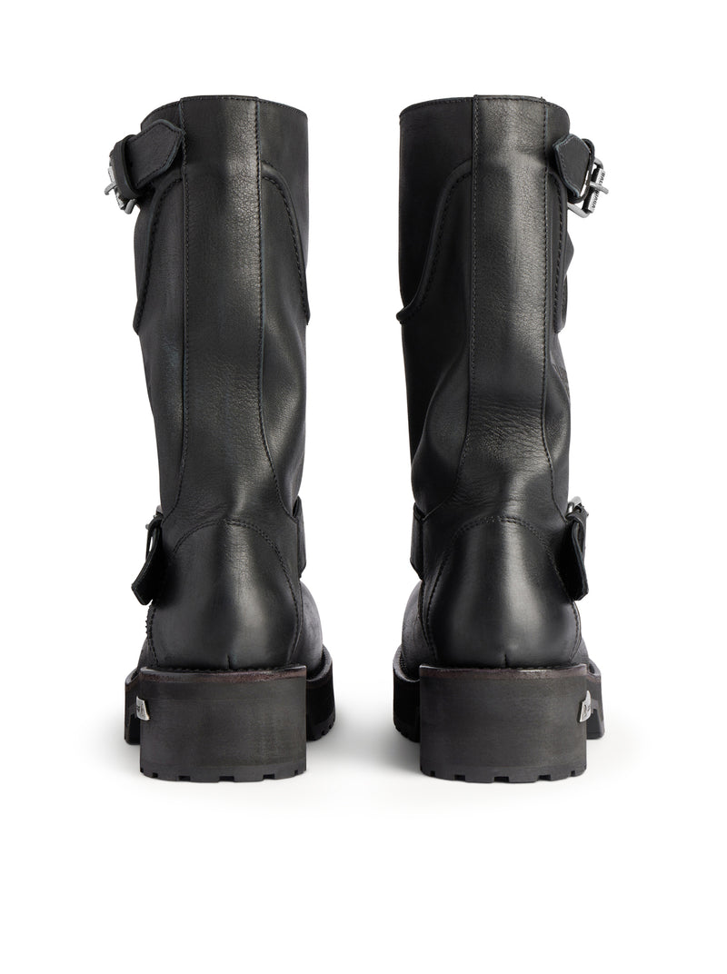 STIVALI VENOM IN PELLE EFFETTO WORN-OUT