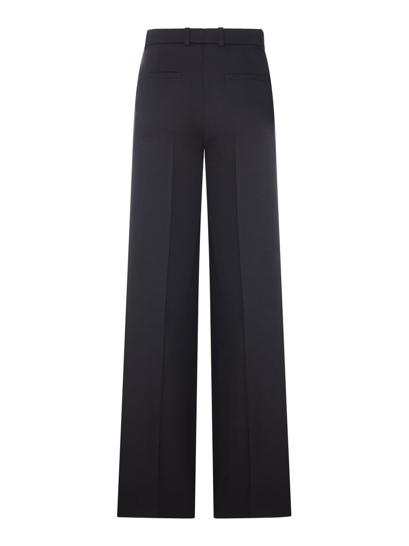 PANTALONI A SFONDA A VITA ALTA IN LANA GRAIN DE POUDRE