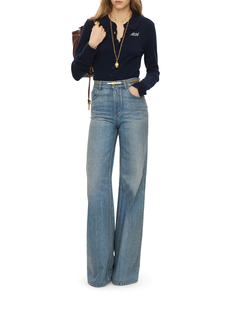 CARDIGAN CON LOGO IN MAGLIA DI LANA